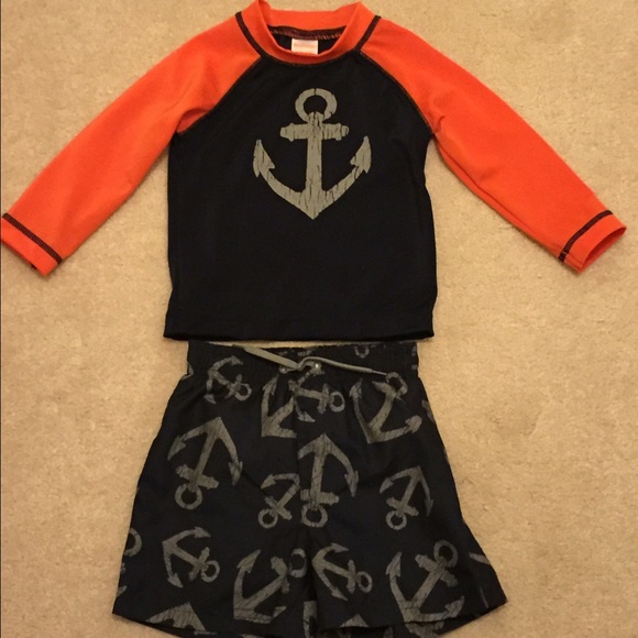 Gymboree Boys Anchor Rash Guard & Board Shorts