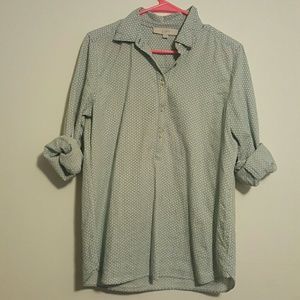 Blue and white patterned shirt