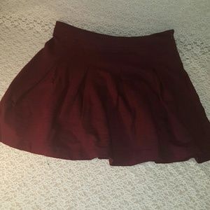 F21 burgundy skater skirt