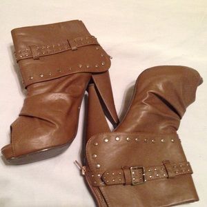 Cute Open Toe Brown Booties.. Never worn