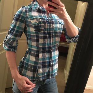 Teal/turquoise plaid button down 🎁