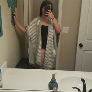 Gray and white poncho