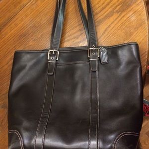 Black Leather Coach Work Bag