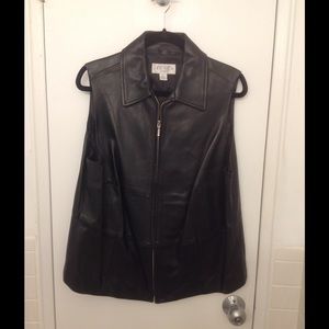 Black Leather Lined Vest - sz XL-1X