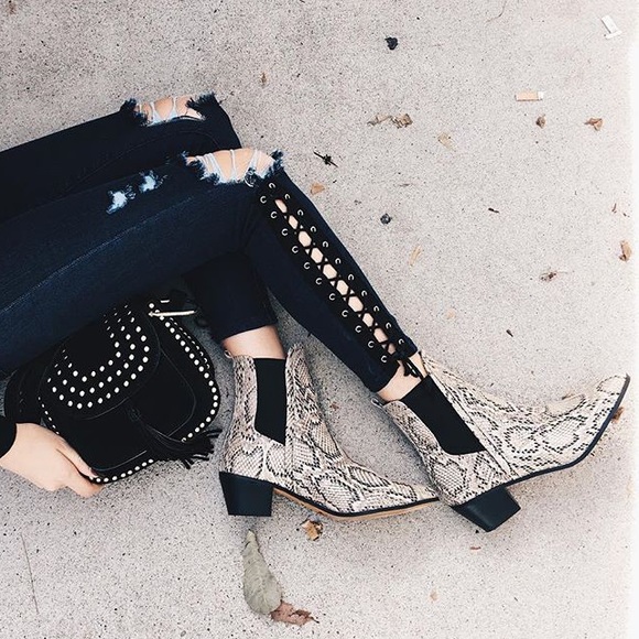 Report Signature Snake Print Booties