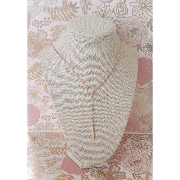 5/$20 Bundle Sale - circle & bar gold tone necklace - Picture 2 of 2
