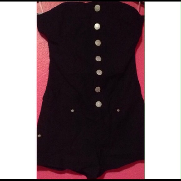 Black button romper