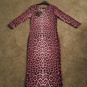 Pink Leopard Midi dress