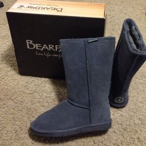 Tall gray bearpaw boots