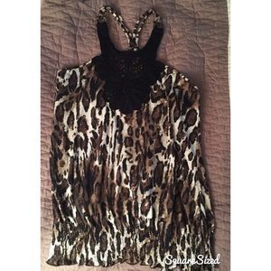 Bundle Leopard Tank Top and Lacey high low dress