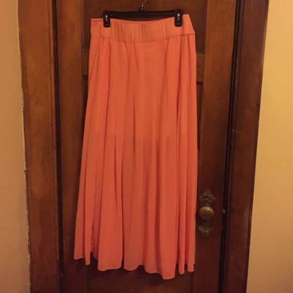 Peach Anthropologie maxi skirt