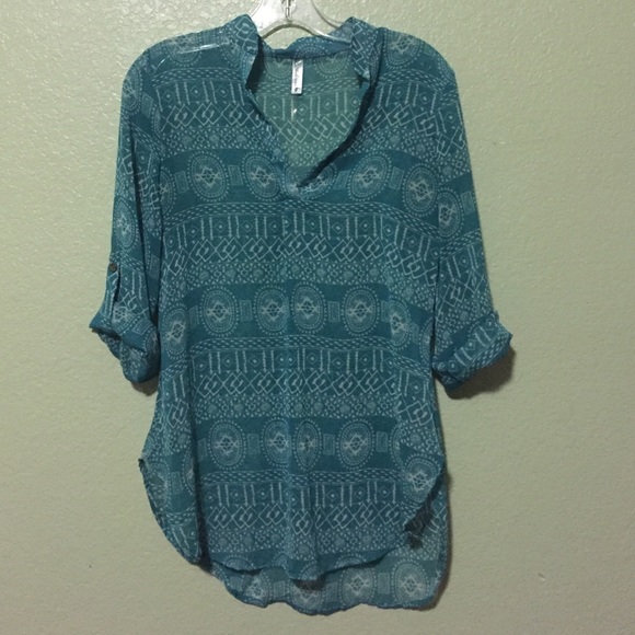 Aztec print long sleeve tunic