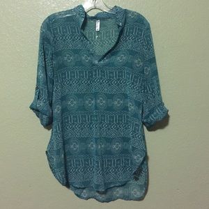 Aztec print long sleeve tunic