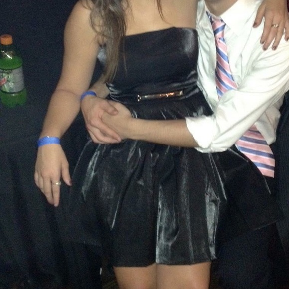 Black Rachel Roy cocktail dress with gold belt