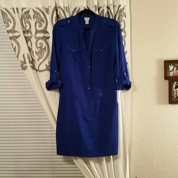 Blue button up dress