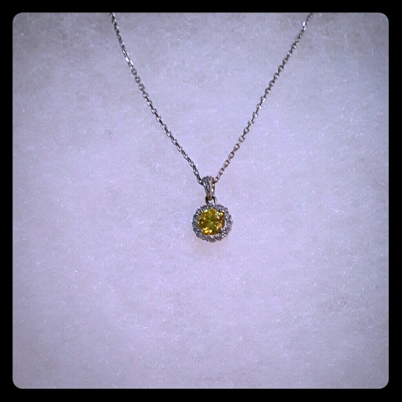 Halo canary yellow austrian crystal necklace