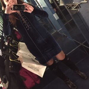 Sale!! NastyGal deep blue velvet bodycon dress