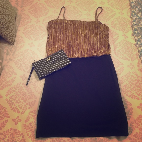 Forever 21 Mini Dress-Black and Shimmery Gold