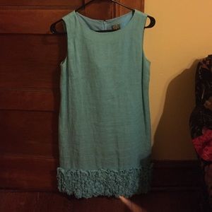 Turquoise blue sundress with ruffle bottom