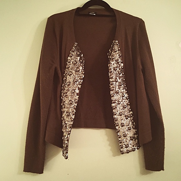 JCrew Size Large Green Sweater with Metal Baubles