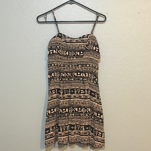 Skinny strap triable print dress