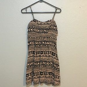 Skinny strap triable print dress