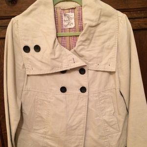 Tan Tulle peacoat. Fully lined. Size M.
