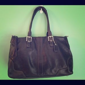 Large Coach Black Leather Doctor Style Hangbag