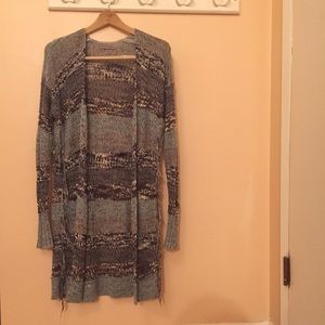 Long, knit, striped cardigan.