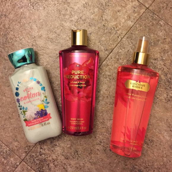 3 VS body mist+ shower gel+ BBW body lotion
