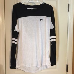 VS PINK open back long sleeve tee black/white