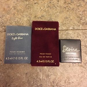 3 Dolce& Gabbana mini size perfume + Cologne