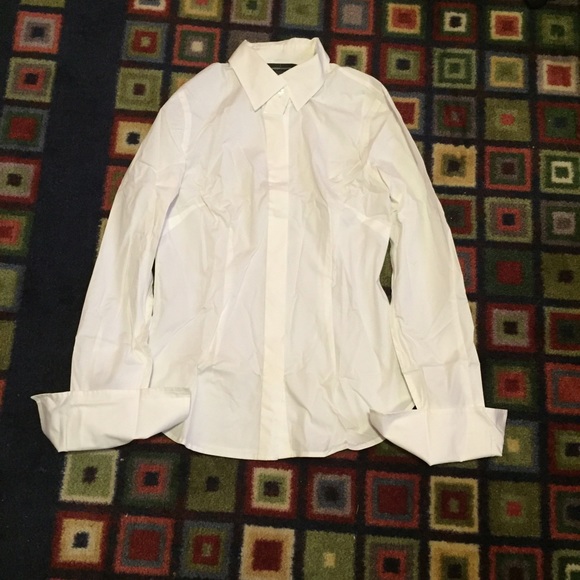 NWT Moda Fitted White French Cuff Button Down S