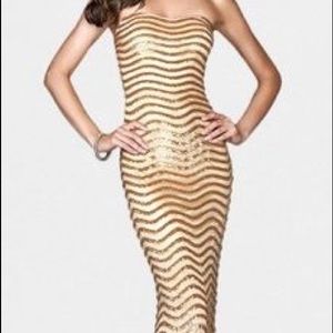 Gold m sequin stripes dress 8 La Femme