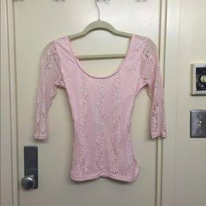 pink open criss crock back top