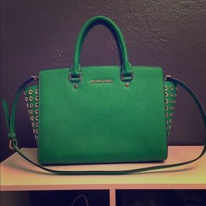 Michael Kors green large Selma purse