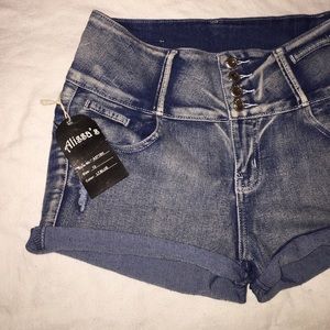 High waisted jean shorts