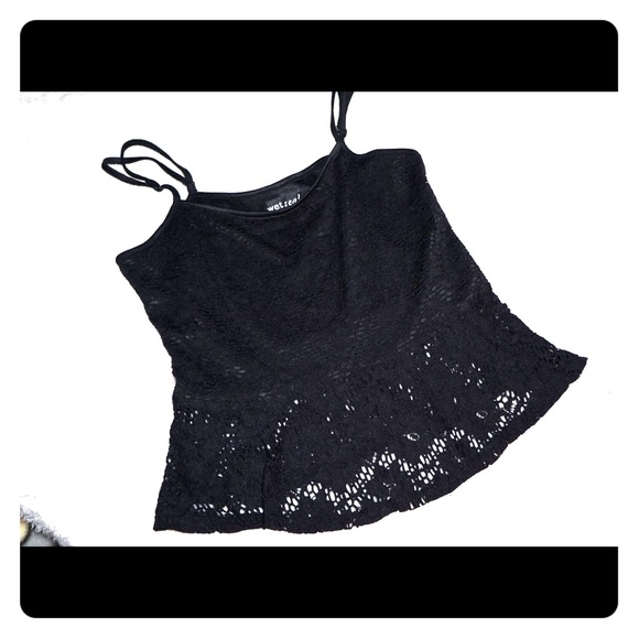 Black Lace Crop Top