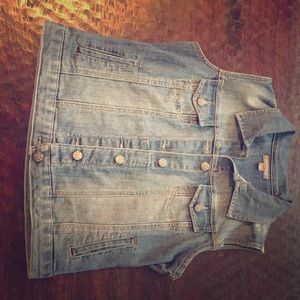 Light wash denim vest