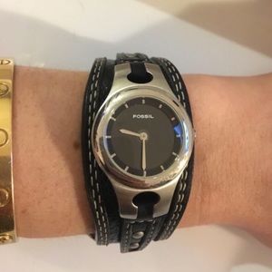Black Leather Fossil Watch