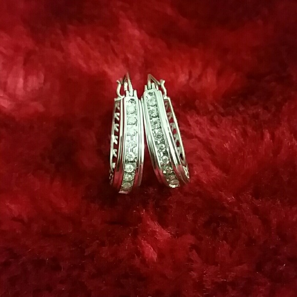 Genuine diamond hoop earrings