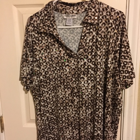 Dressy or casual brown blouse with sequins.