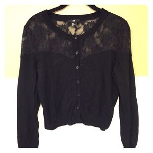 Black lace top cardigan