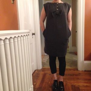 Gray wool A.P.C. dress with bow