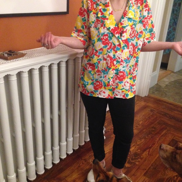 Oscar de la Renta Expressions floral blouse - Picture 4 of 4