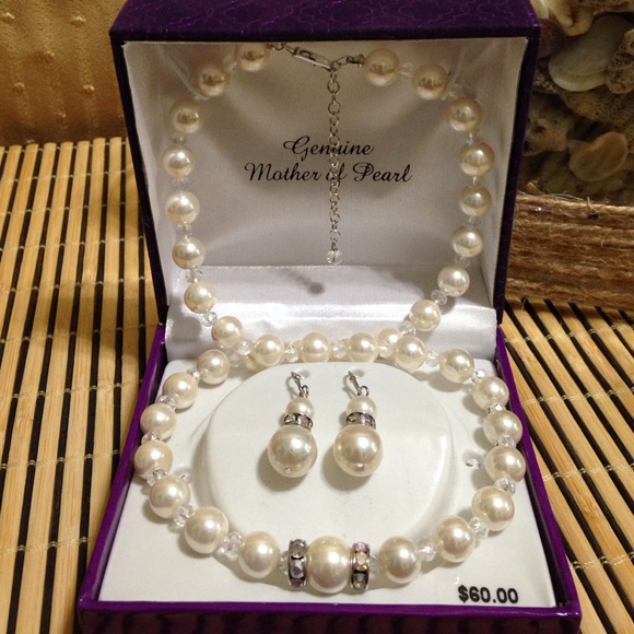Pearl Necklace and Earring Set