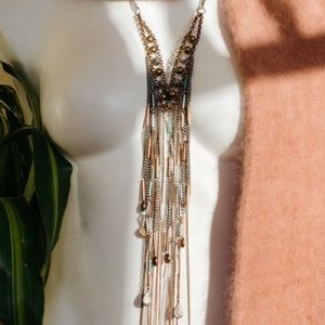 Bombay blues fringe necklace