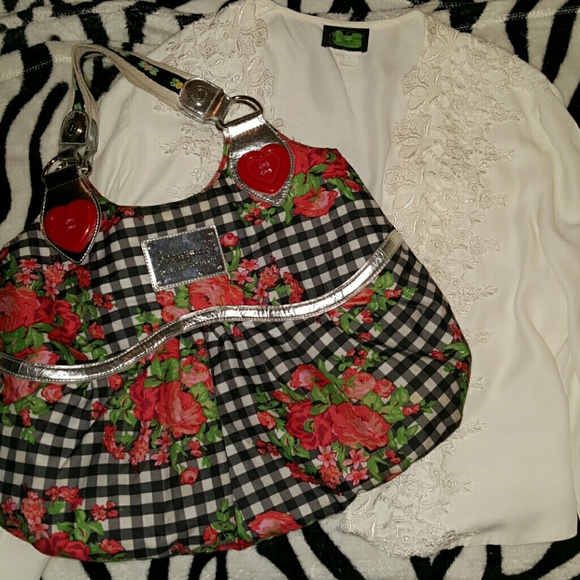 Sale! Betsey Johnson Floral Checkerd Purse