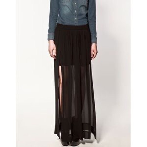 Beautiful sheer black maxi skirt