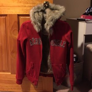 Aeropostale fur red hoodie